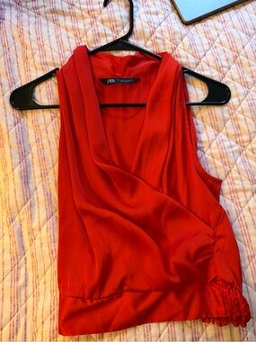 Zara Vibrant Red Draped Camisole